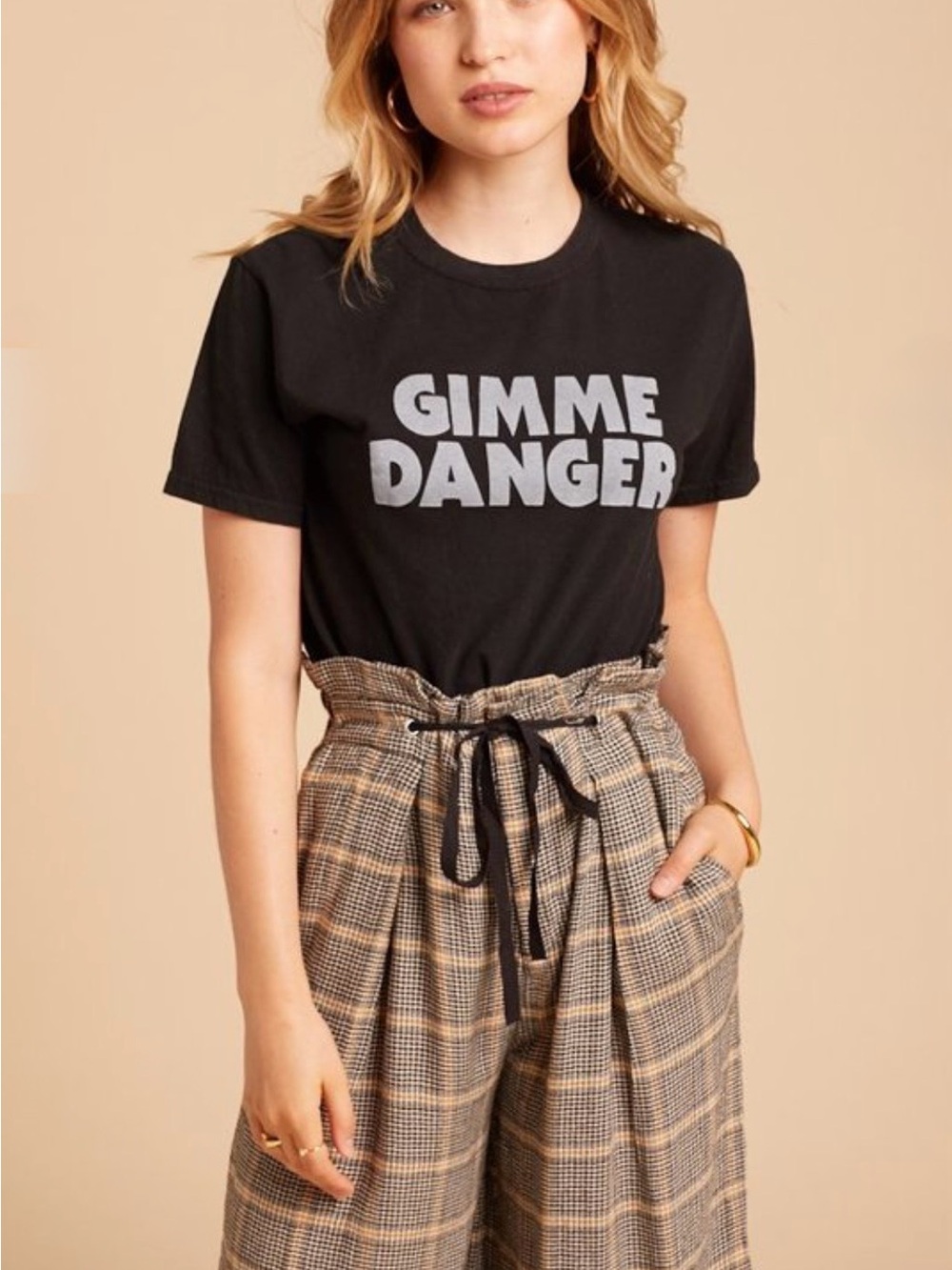 Free People Charlie Plaid Wide Leg Cropped Pants Paperbag Waist Sz S EUC - Picture 5 of 10